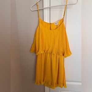 Superdown Mustard Pleated Strappy Dress